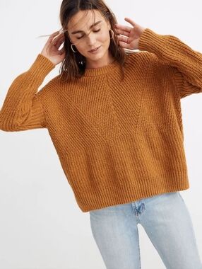 Madewell Joslin Pullover Sweater Womens Large Golden Harvest 100% Cotton AC799